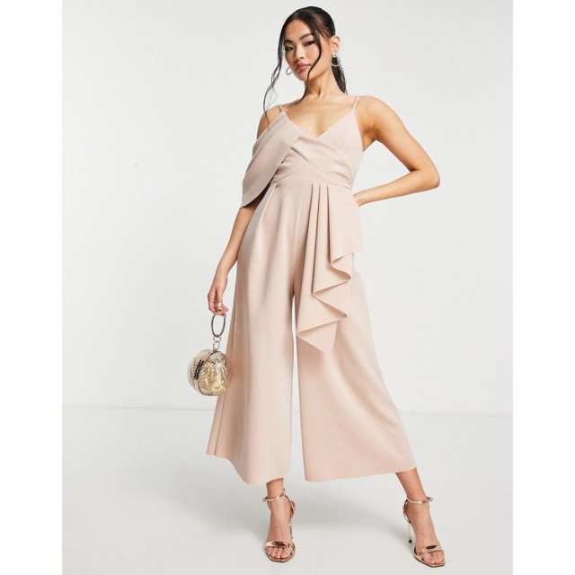 エイソス ASOS DESIGN レディース オールインワン キュロット ジャンプスーツ ワンピース・ドレス Scuba Drape Neck Culotte Jumpsuit In