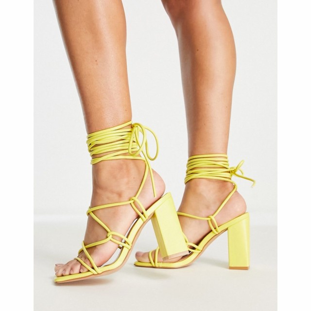 シミ SIMMI Shoes レディース サンダル・ミュール シューズ・靴 Simmi London Tie Ankle Block Heeled Sandals In Yellow イエロー