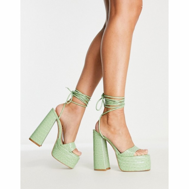 シミ SIMMI Shoes レディース サンダル・ミュール シューズ・靴 Simmi London Platform Heeled Sandals In Sage Green グリーン