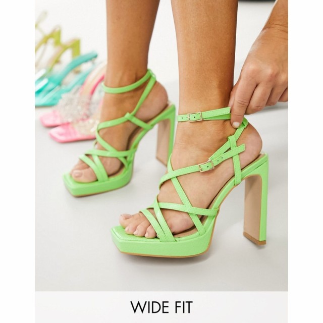 シミ Simmi Wide Fit レディース サンダル・ミュール シューズ・靴 Simmi London Wide Fit Strappy Heeled Sandals In Green グリーン