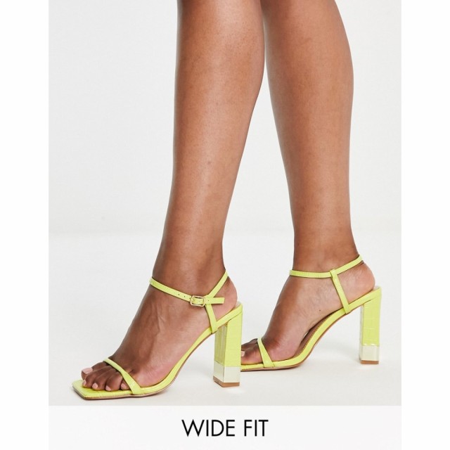 シミ Simmi Wide Fit レディース サンダル・ミュール シューズ・靴 Simmi London Wide Fit Block Heeled Sandals In Lime イエロー