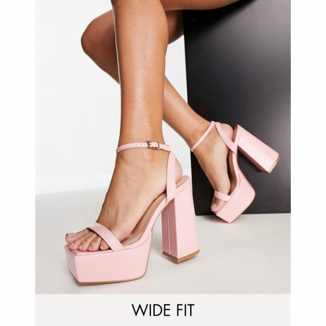 シミ Simmi Wide Fit レディース サンダル・ミュール シューズ・靴 Simmi London Wide Fit Platform Heeled Sandals In Pink ピンク