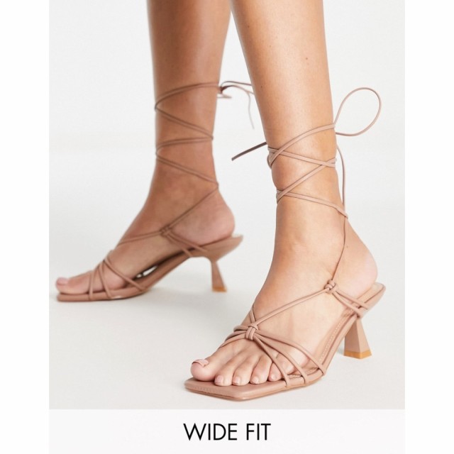 シミ Simmi Wide Fit レディース サンダル・ミュール シューズ・靴 Simmi London Wide Fit Tie Ankle Mid Heeled Sandals In Camel キャ