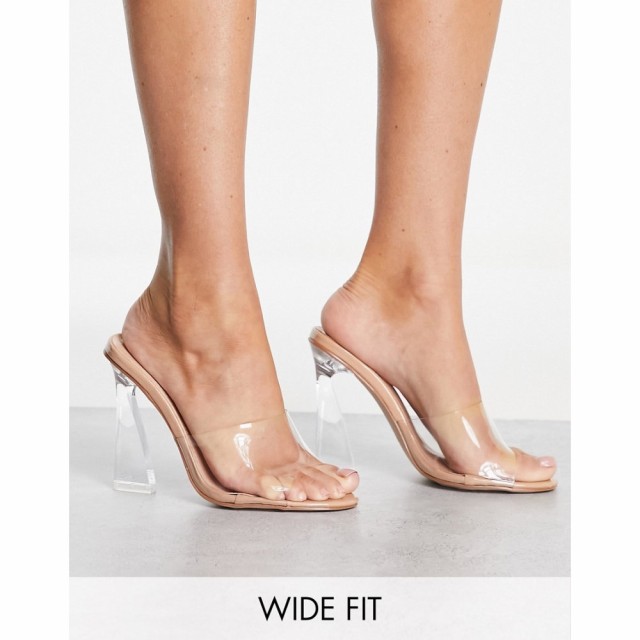 シミ Simmi Wide Fit レディース サンダル・ミュール ウェッジソール シューズ・靴 Simmi London Wide Fit Clear Mule Wedge Heeled Sand