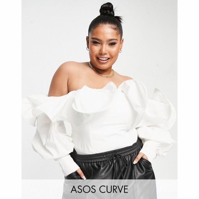 エイソス ASOS Luxe レディース ボディースーツ インナー・下着 Asos Luxe Curve Wire Bardot Poplin Body In White ホワイト