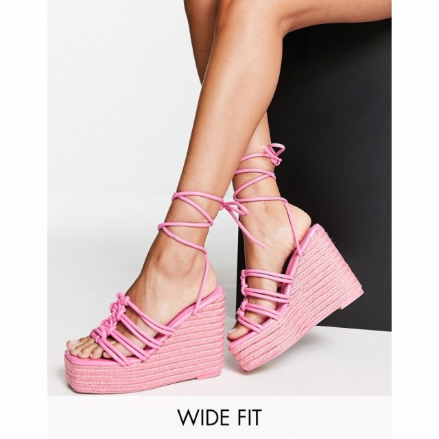 パブリックディザイア Public Desire Wide Fit レディース エスパドリーユ Chakra Espadrille Wedge Heeled Sandals In Pink