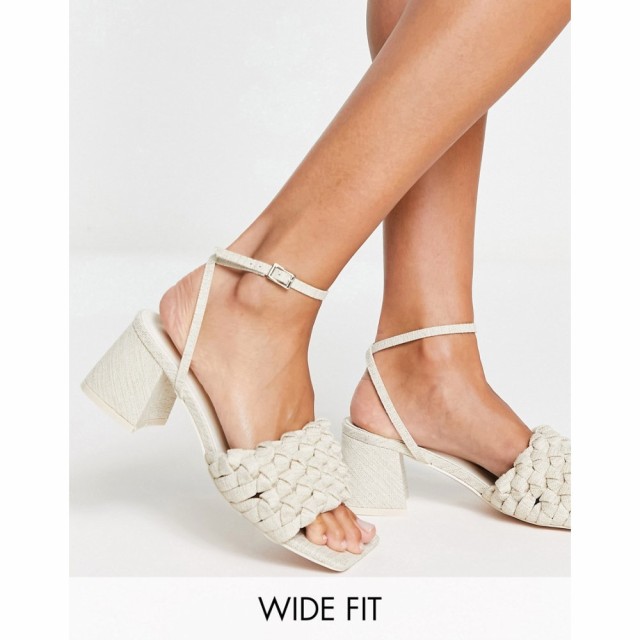 パブリックディザイア Public Desire Wide Fit レディース サンダル・ミュール Got This Block Heeled Sandals With Woven Detail In Nat