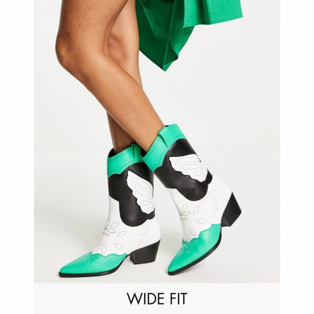 パブリックディザイア Public Desire Wide Fit レディース ブーツ ウェスタンブーツ シューズ・靴 Howdy Western Boots In Green Mix グ