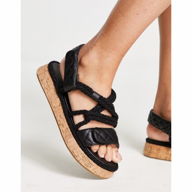 パブリックディザイア Public Desire レディース サンダル・ミュール 厚底 シューズ・靴 Miami Quilted Rope Flatform Sandals In Black