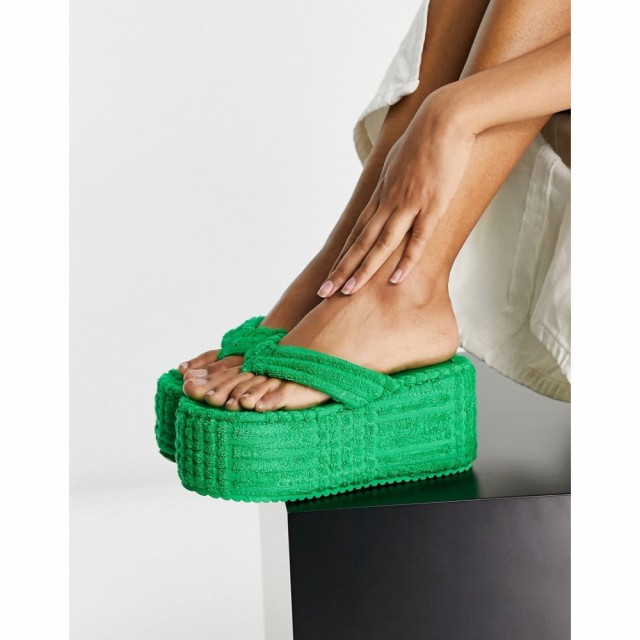 パブリックディザイア Public Desire レディース ビーチサンダル ウェッジソール シューズ・靴 Nell Super Wedge Flip Flops In Green To