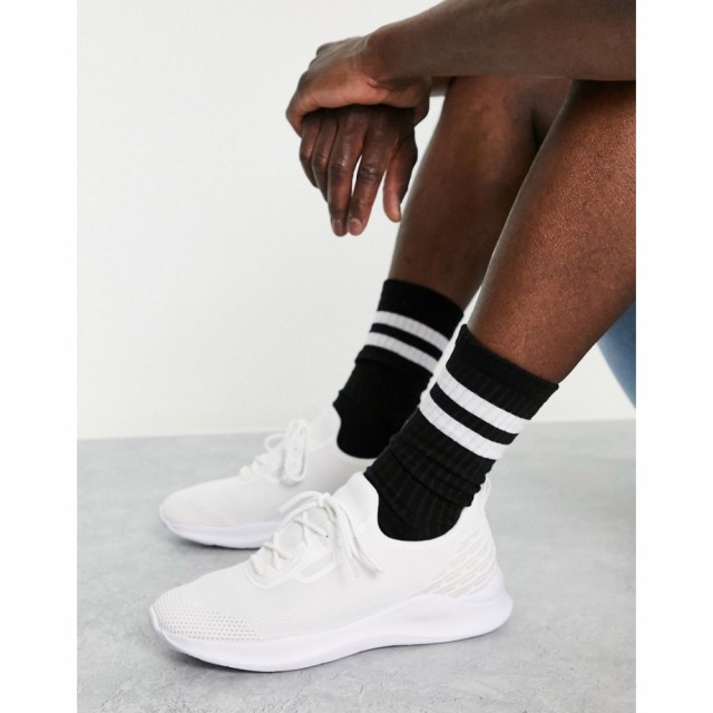 ロンドン レーベル London Rebel X メンズ ランニング・ウォーキング シューズ・靴 Knitted Runner Trainers In White