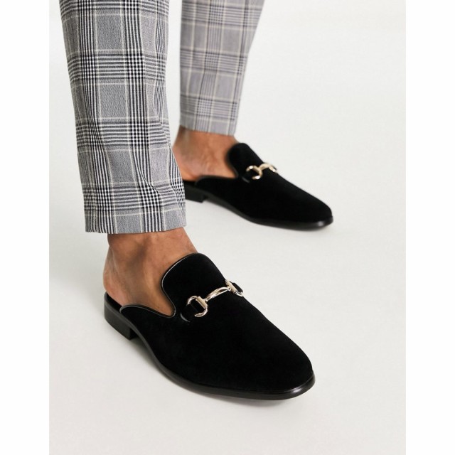 ロンドン レーベル London Rebel X メンズ サンダル シューズ・靴 Faux Leather Trim Mules In Black ブラックベルベット