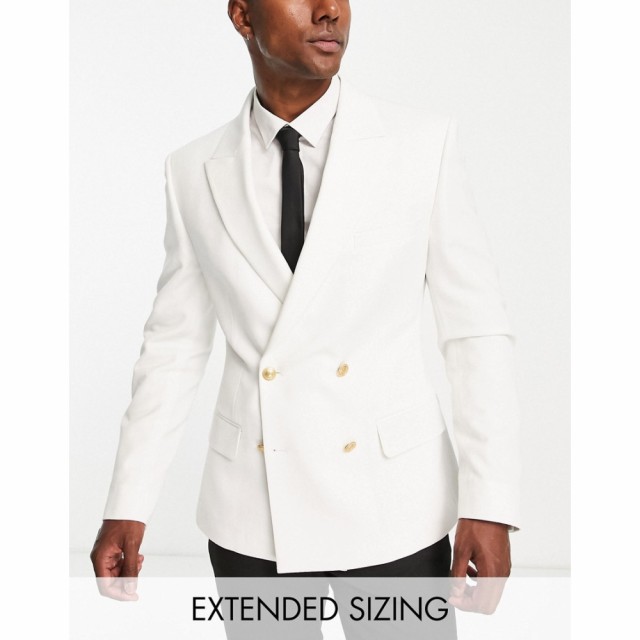 エイソス ASOS DESIGN メンズ スーツ・ジャケット アウター Wedding Skinny Blazer With Gold Buttons In White ホワイト