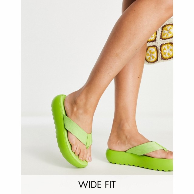 パブリックディザイア Public Desire Wide Fit レディース サンダル・ミュール シューズ・靴 Cia Chunky Toe Post Sandals In Lime ライ