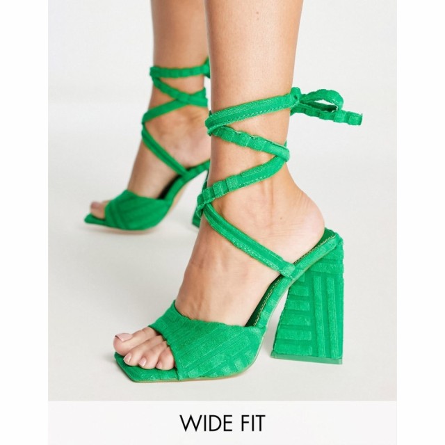 パブリックディザイア Public Desire Wide Fit レディース サンダル・ミュール シューズ・靴 Mojito Tie Up Block Heel Sandals In Green