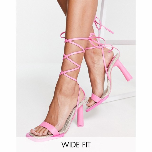 パブリックディザイア Public Desire Wide Fit レディース サンダル・ミュール シューズ・靴 Lamour Square Rand Heel Sandals In Pink