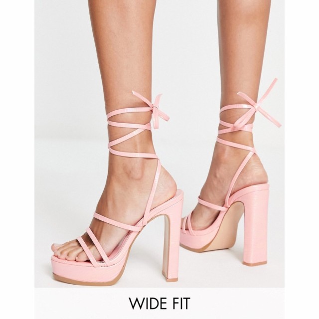 パブリックディザイア Public Desire Wide Fit レディース サンダル・ミュール シューズ・靴 Gimme Tie Up Platform Heel Sandals In Pin