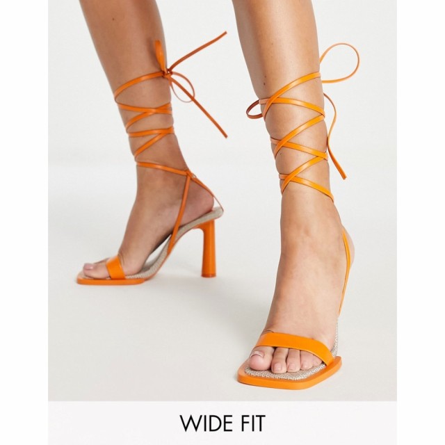 パブリックディザイア Public Desire Wide Fit レディース サンダル・ミュール シューズ・靴 Lamour Square Rand Heel Sandals In Orange