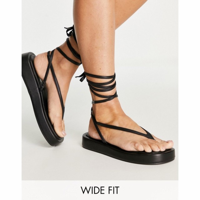 パブリックディザイア Public Desire Wide Fit レディース サンダル・ミュール 厚底 シューズ・靴 Beachbabe Flatform Sandals In Black