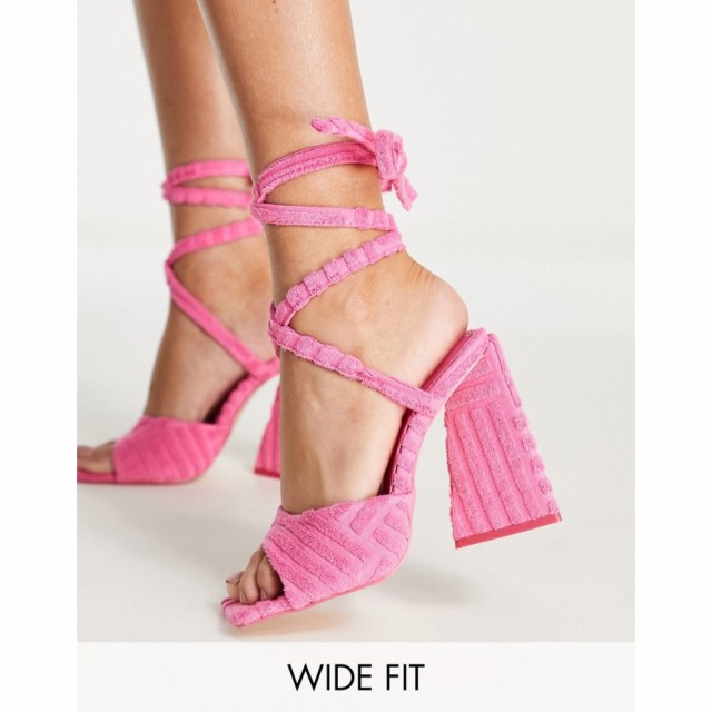 パブリックディザイア Public Desire Wide Fit レディース サンダル・ミュール シューズ・靴 Mojito Tie Up Block Heel Sandals In Pink