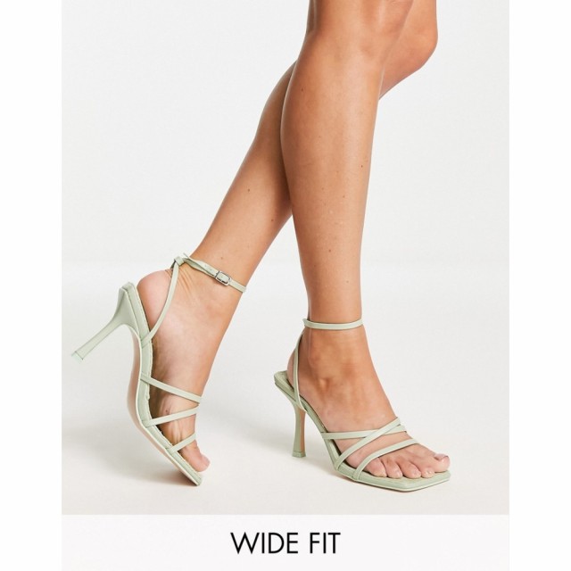 パブリックディザイア Public Desire Wide Fit レディース サンダル・ミュール Mademoiselle Woven Footbed Heel Sandals In Green セー