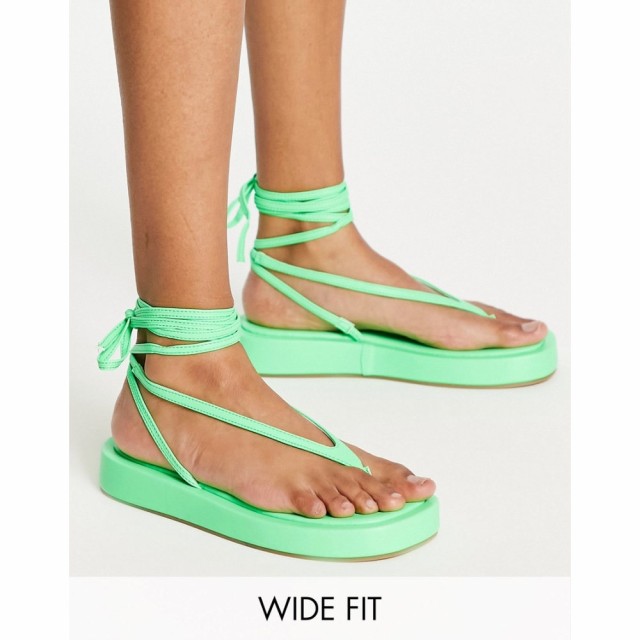 パブリックディザイア Public Desire Wide Fit レディース サンダル・ミュール 厚底 シューズ・靴 Beachbabe Flatform Sandals In Neon G