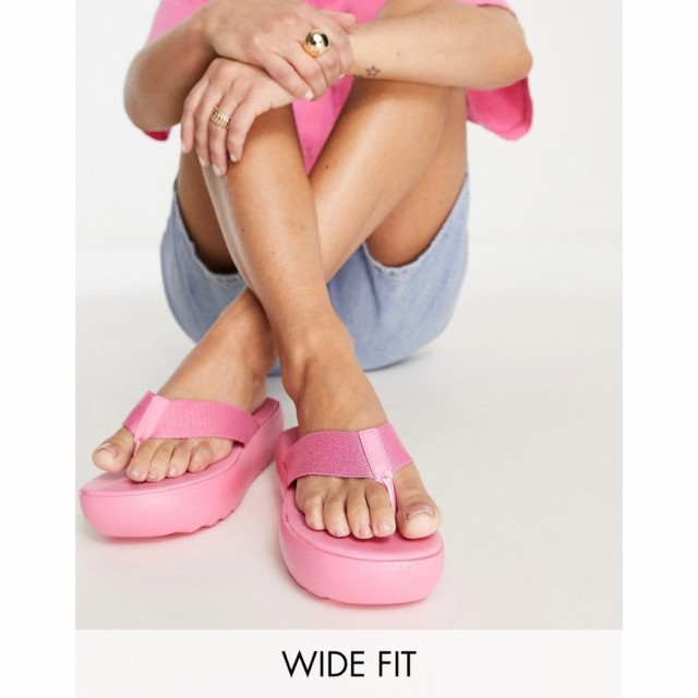 パブリックディザイア Public Desire Wide Fit レディース サンダル・ミュール シューズ・靴 Cia Chunky Toe Post Sandals In Pink ピン