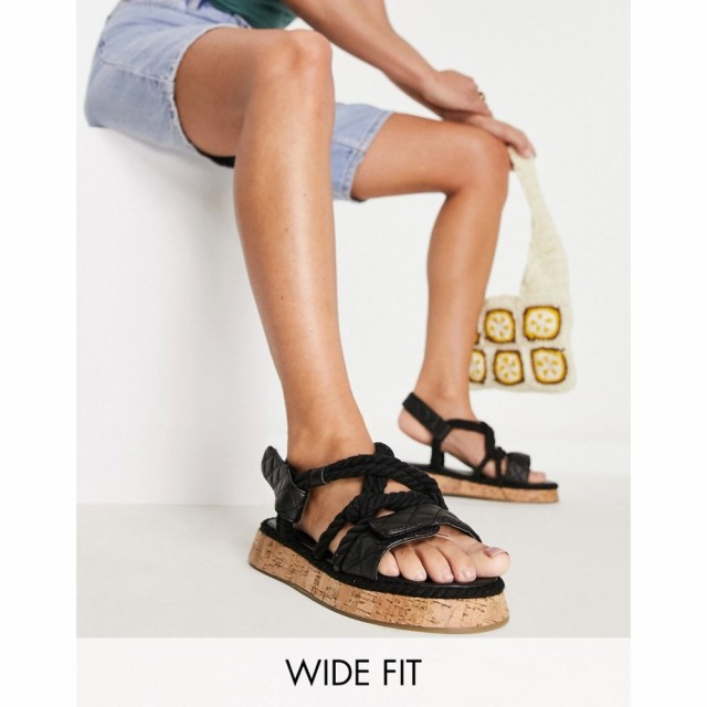 パブリックディザイア Public Desire Wide Fit レディース サンダル・ミュール 厚底 シューズ・靴 Miami Quilted Rope Flatform Sandals