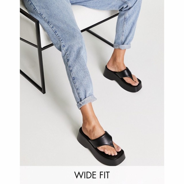 パブリックディザイア Public Desire Wide Fit レディース サンダル・ミュール 厚底 シューズ・靴 Kaye Chunky Flatform Sandals In Blac