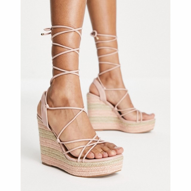 エイソス ASOS DESIGN レディース シューズ・靴 ウェッジソール Tibby Tie Leg High Wedges In Beige ベージュ