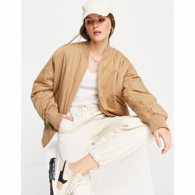 トップショップ Topshop レディース ブルゾン ミリタリージャケット アウター Cotton Oversized Bomber Jacket In Taupe トープ