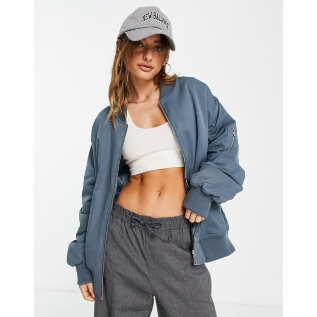 トップショップ Topshop レディース ブルゾン ミリタリージャケット アウター Cotton Oversized Bomber Jacket In Airforce Blue エアフ