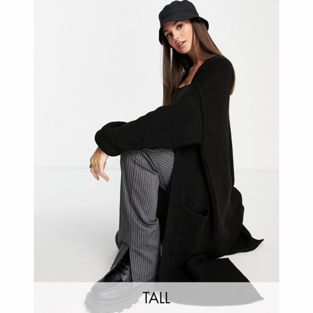 トップショップ Topshop Tall レディース カーディガン トップス Knitted Maxi Cardi In Black ブラック