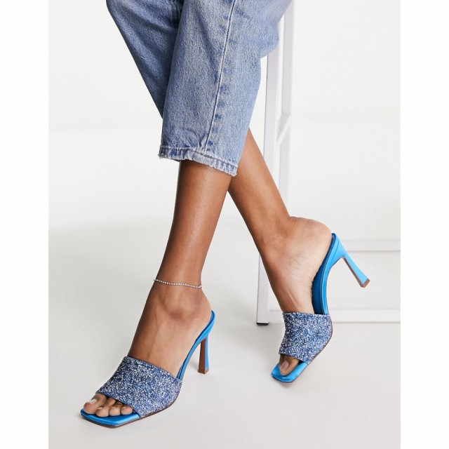 エイソス ASOS DESIGN レディース サンダル・ミュール シューズ・靴 Hattie Mid Heeled Mule Sandals In Crystal Blue