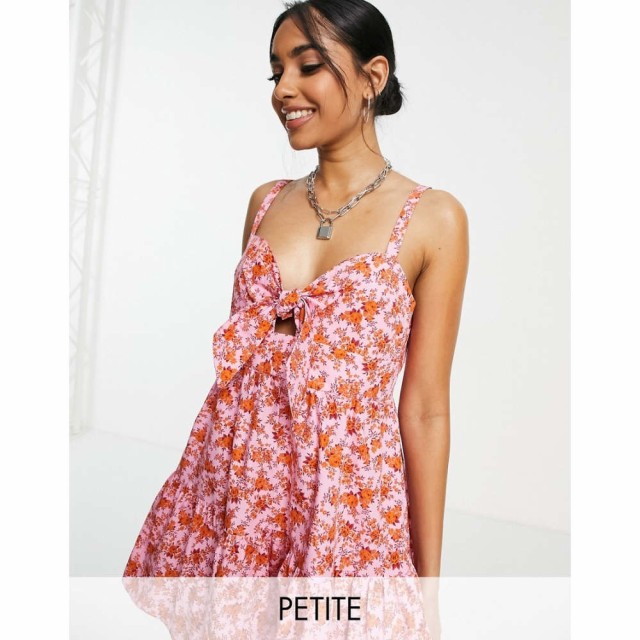 トップショップ Topshop Petite レディース ワンピース ミニ丈 ワンピース・ドレス Pink And Red Rose Bow Mini Dress レッド