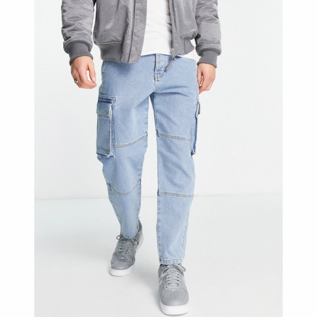 エイソス ASOS DESIGN メンズ ジーンズ・デニム ワークパンツ ボトムス・パンツ Relaxed Tapered Cargo Jeans With Carpenter Detail In