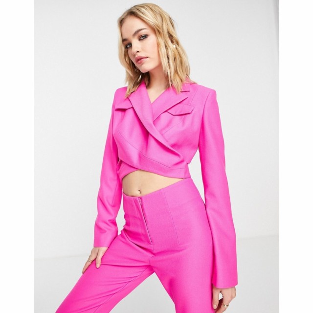 トップショップ Topshop レディース スーツ・ジャケット アウター Wrapped Crop Blazer In Bright Pink ブライトピンク