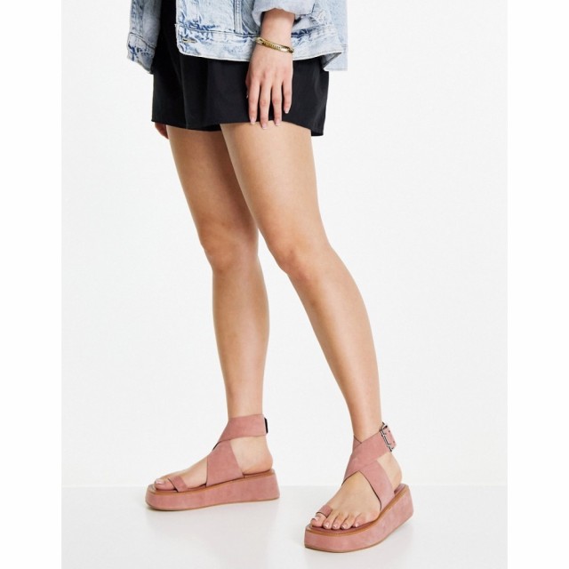 エイソス ASOS DESIGN レディース サンダル・ミュール フラット シューズ・靴 Future Premium Suede Flat Sandals In Dusty Pink ピンク