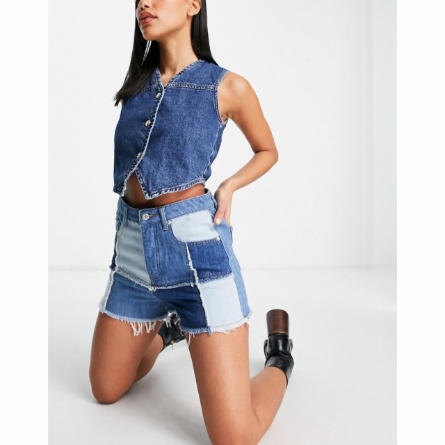 シグネチャーエイト Signature 8 レディース ショートパンツ デニム ボトムス・パンツ Patchwork Denim Shorts In Mid Wash