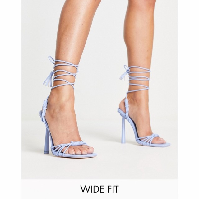 パブリックディザイア Public Desire Wide Fit レディース サンダル・ミュール シューズ・靴 Twistin Sandals With Ankle Tie In Blue Pu