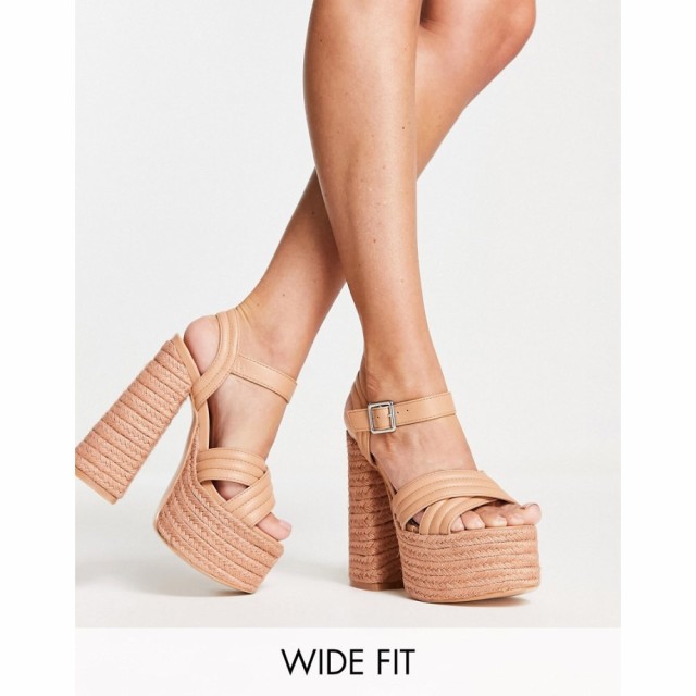 パブリックディザイア Public Desire Wide Fit レディース サンダル・ミュール シューズ・靴 Heart Stops Platform Heel Sandals In Beig