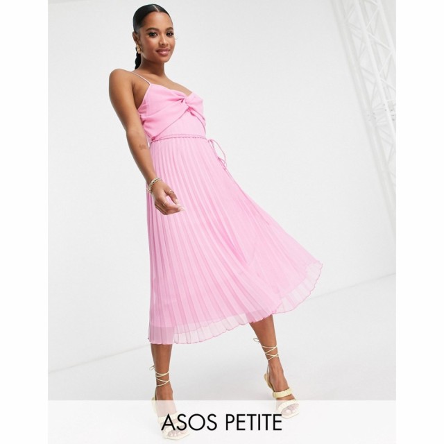 エイソス ASOS Petite レディース ワンピース キャミワンピ ワンピース・ドレス Petite Twist Front Pleated Cami Midi Dress With Belt