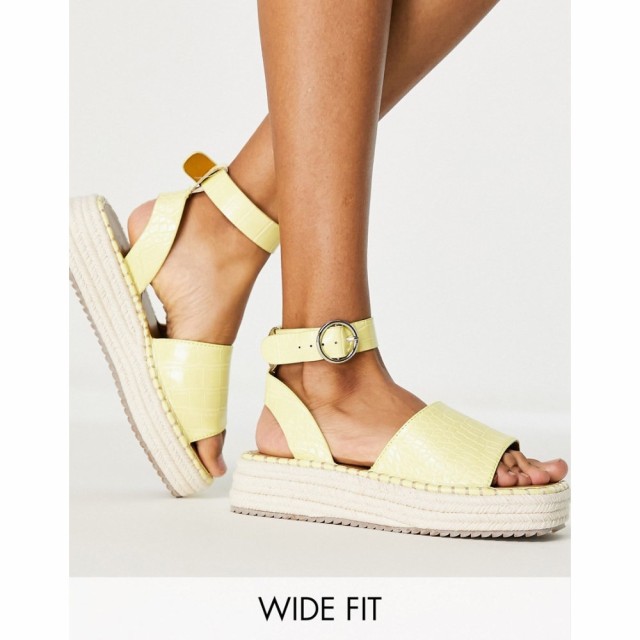 エイソス ASOS DESIGN レディース エスパドリーユ 厚底 シューズ・靴 Wide Fit Joyful Flatform Espadrilles In Pastel Yellow Croc