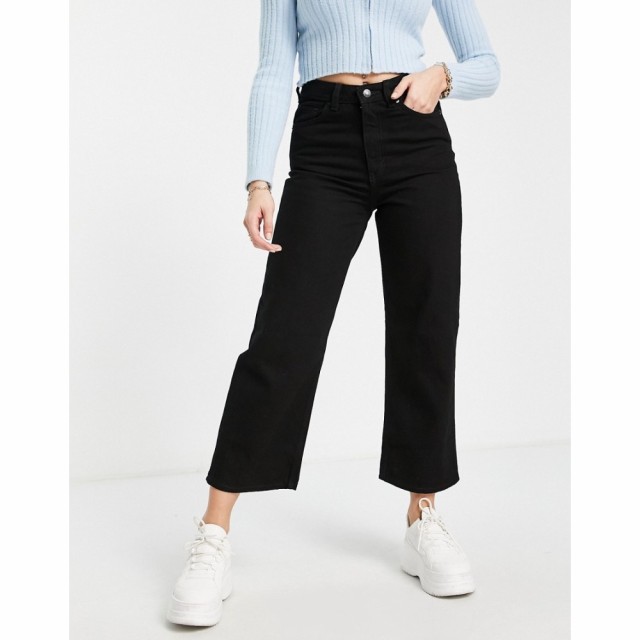 モンキ Monki レディース ジーンズ・デニム クロップド ボトムス・パンツ Mozik Organic Cotton Wide Leg Cropped Jeans In Vintage Blac