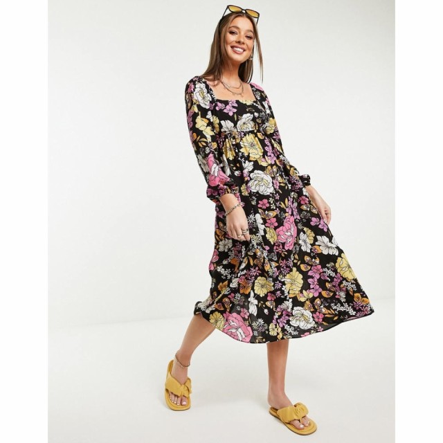 ミス セルフリッジ Miss Selfridge レディース ワンピース ワンピース・ドレス Large 70S Bloom Midi Dress With Button Front In Multi