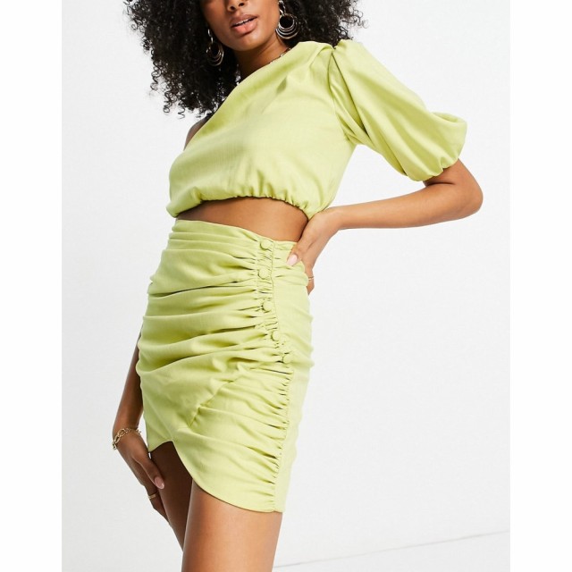 エイソス ASOS DESIGN レディース ミニスカート ラップスカート スカート Wrap Front Co-Ord Mini Skirt In Light Green ライム