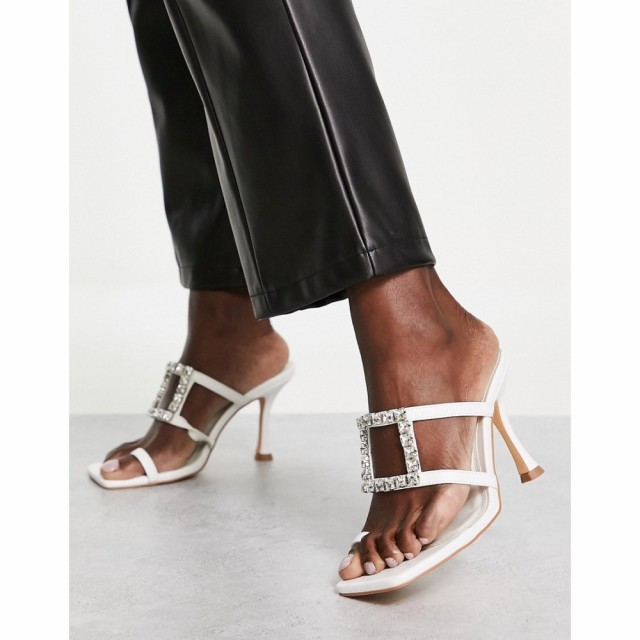 トップショップ Topshop レディース サンダル・ミュール シューズ・靴 Razzle Embellished Heeled Sandal In White ホワイト