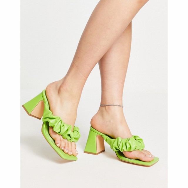 トップショップ Topshop レディース サンダル・ミュール シューズ・靴 Nori Ruched Mule Block Heel Sandal In Lime ライム