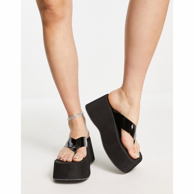 トップショップ Topshop レディース サンダル・ミュール 厚底 シューズ・靴 Willow Toepost Mule Flatform In Black ブラック