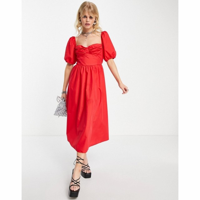 トップショップ Topshop レディース ワンピース ミドル丈 ワンピース・ドレス Bust Cup Midi Dress In Red レッド